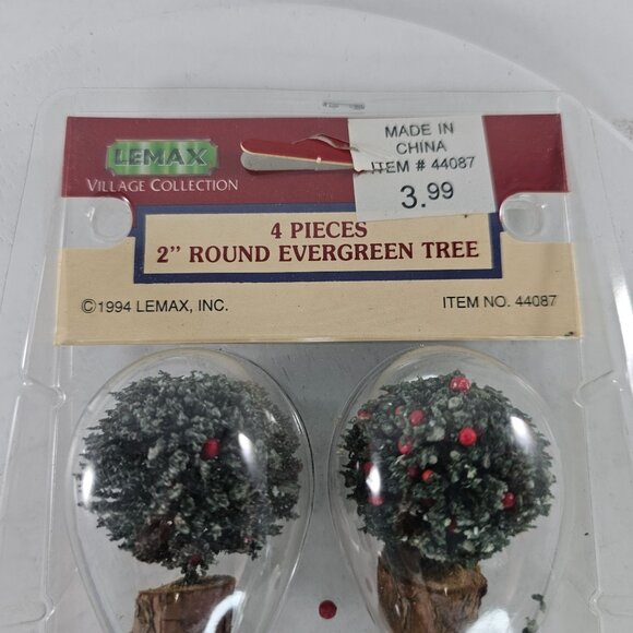 Lemax Village Collection 2" Round Evergreen Tree Set Of 4 - Picture 2 of 6